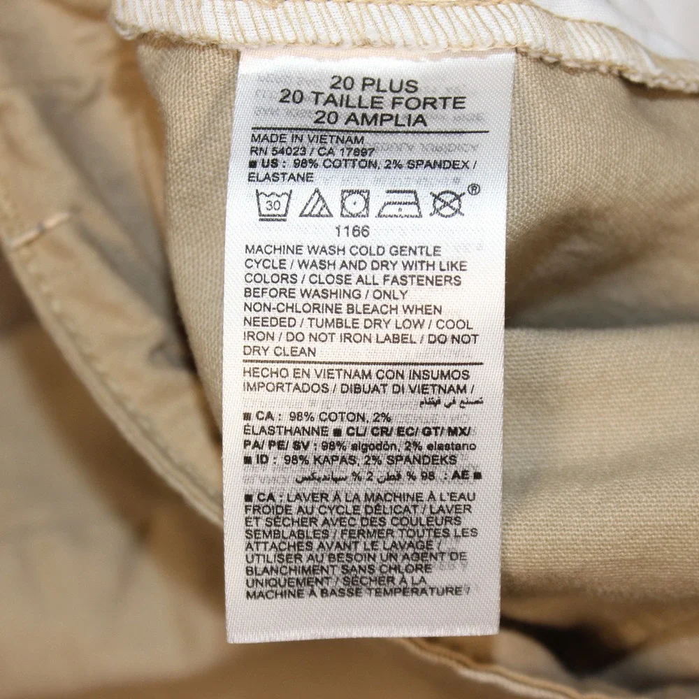 Old Navy Boys 20 Plus Khaki Chino Shorts Built-In Flex Tan Flat Front Chinos